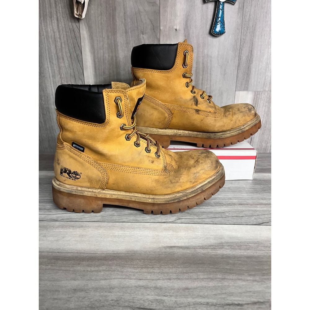 Timberland PRO 6in Waterproof Work Boots Mens 10M Wheat Leather Insulated